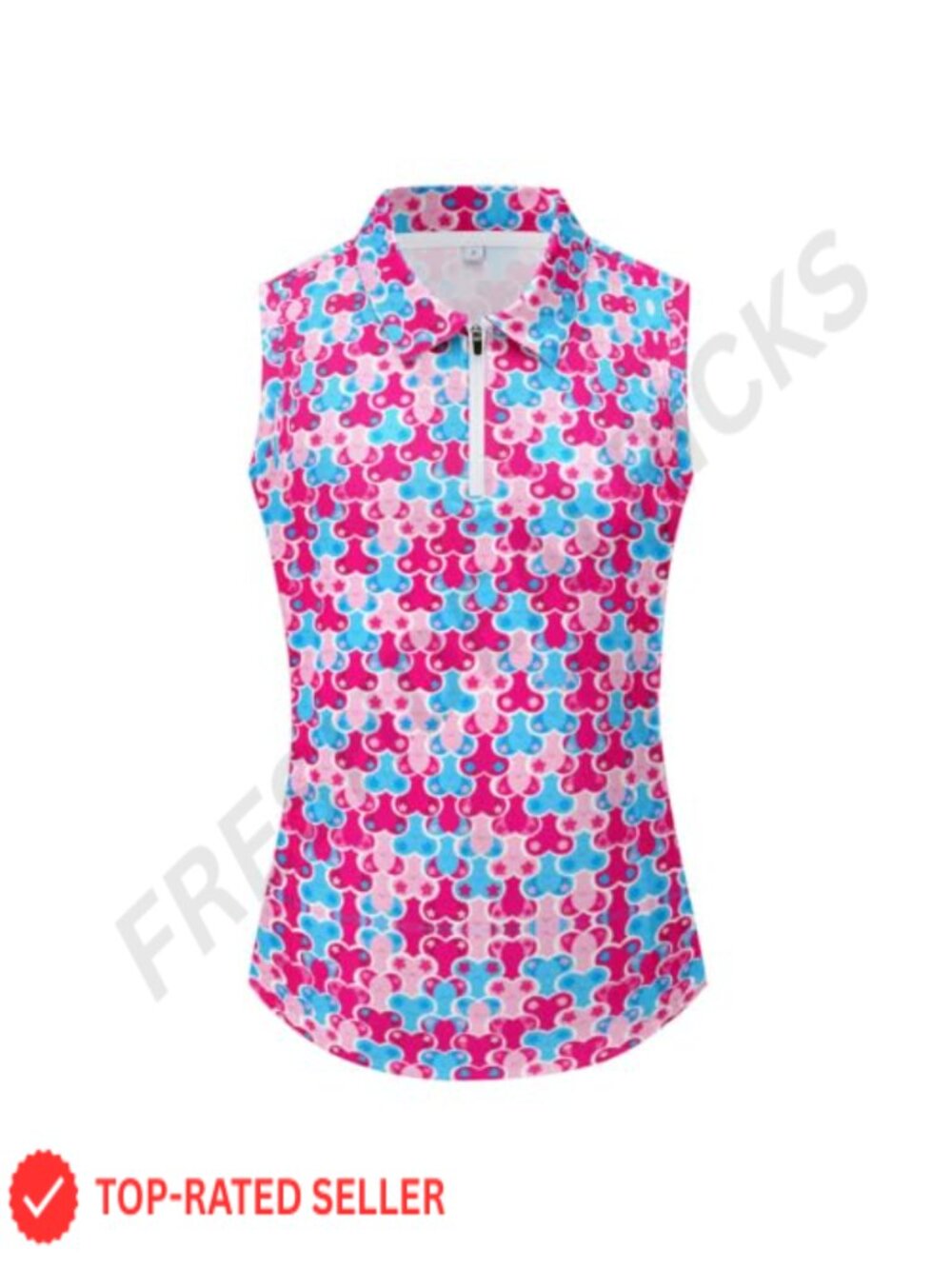 Sleeveless Women Golf Polo Shirt Zip Tank Top Moisture Wicking Stretch
